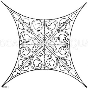 Begrenztes Flachornament: Wandmalerei aus einer schwedischen Kirche. Romanischer Stil. (Racinet) [Digital]