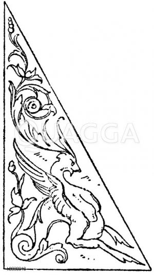 Begrenztes Flachornament: DreiecksfüIIung vom Stuhlwerk der Laurensiana in Florenz. Michelangelo zugeschrieben. [Digital]