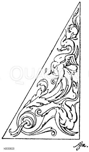 Begrenztes Flachornament: DreiecksfüIIung vom Stuhlwerk der Laurensiana in Florenz. Michelangelo zugeschrieben. [Digital]