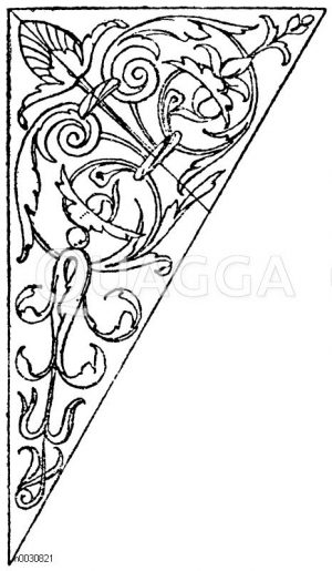 Begrenztes Flachornament: DreiecksfüIIung vom Stuhlwerk der Laurensiana in Florenz. Michelangelo zugeschrieben. [Digital]