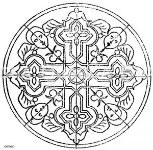 Kreis: Majolika-Fußbodenplatten aus Sta. Katerina in Siena. Ital. Renaissance. [Digital]