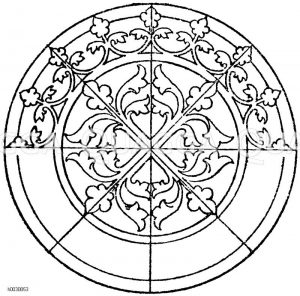 Kreis: Kreisfüllung von einer mittelalterlichen Tonfliese. 14. Jahrhundert Museum in Rouen. (Racinet) [Digital]