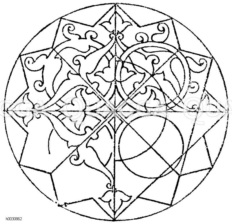Regelmäßige Vielecke: Details von arabischen Deckenbemalungen. (Prisse d'Avennes) [Digital]