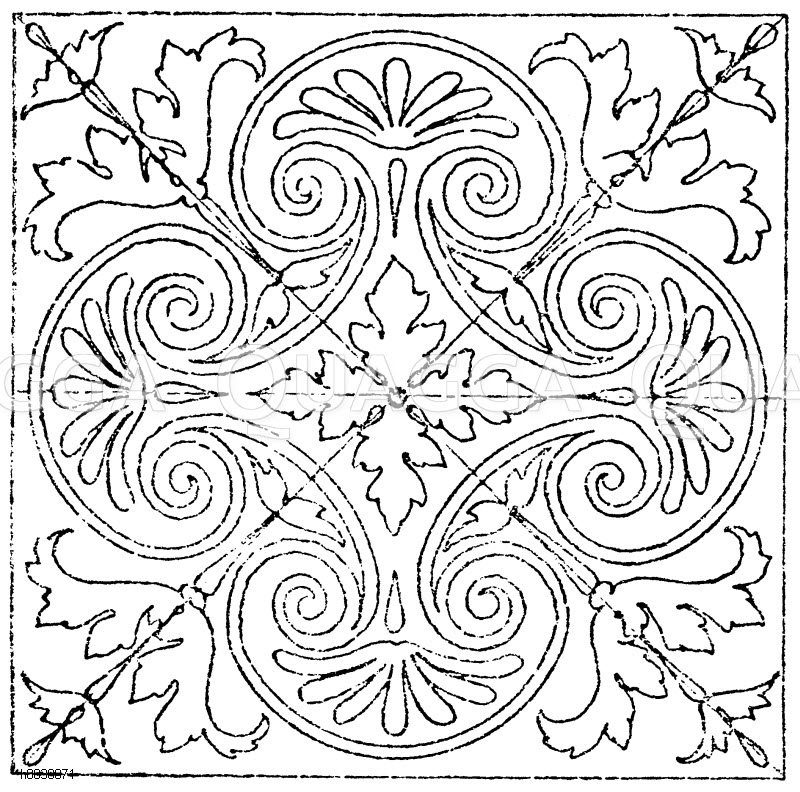 Quadrat: Fußbodenmosaik aus dem Dom zu Spoleto. (Nach Jacobsthal, Mitte geändert) [Digital]
