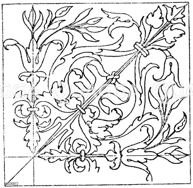 Quadrat: Intarsiafüllung vom Gestühl der Kirche der Certosa bei Pavia. Ital. Renaissance. [Digital]