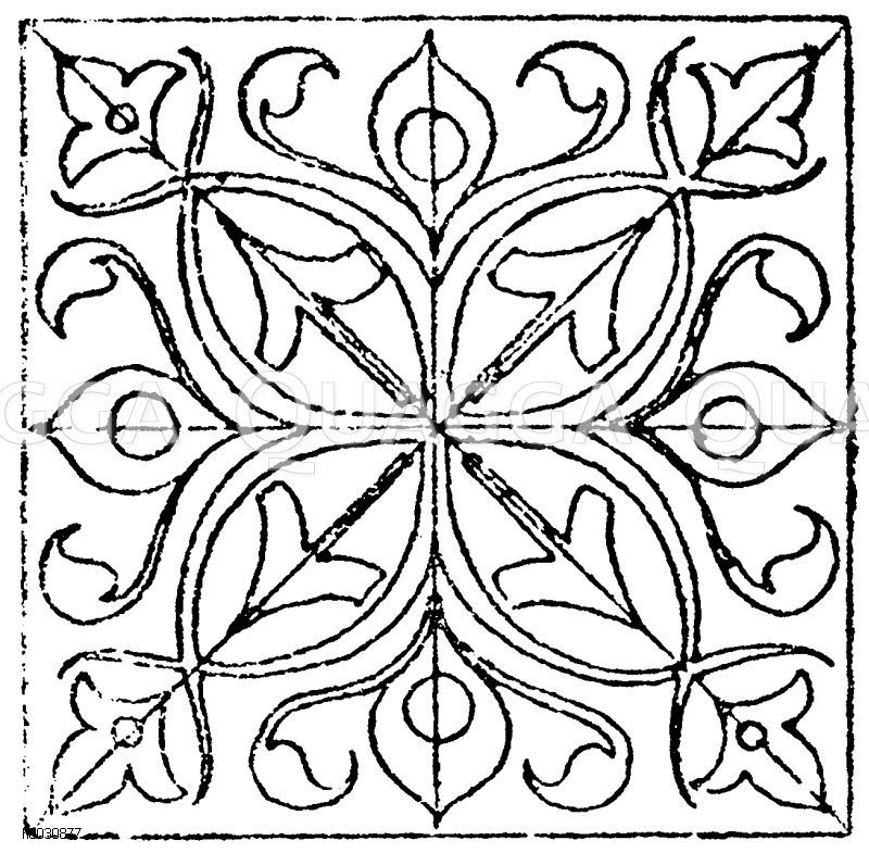 Quadrat: Motiv von einem Gewand aus der Sakristei in Sta. Croce in Florenz. Ital. Renaissance. [Digital]