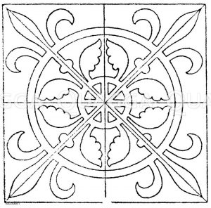 Quadrat: Mittelalterliche Fußbodenfliese aus gebranntem Ton. (Owea Jones, Racinet etc.) [Digital]