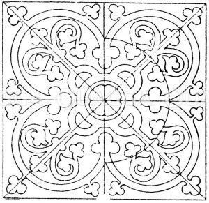 Quadrat: Mittelalterliche Fußbodenfliese aus gebranntem Ton. (Owea Jones, Racinet etc.) [Digital]