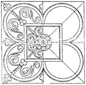Quadrat: Mittelalterliche Fußbodenfliese aus gebranntem Ton. (Owea Jones, Racinet etc.) [Digital]