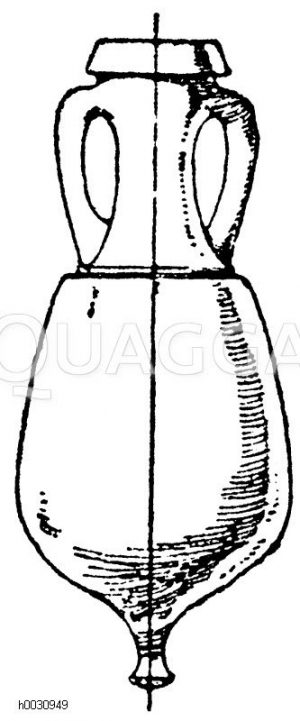 Römische Amphora aus unbemaltem gelben Ton. Gefunden 1877 bei Aquileja, Vereinigte Sammlungen in Karlsruhe. [Digital]