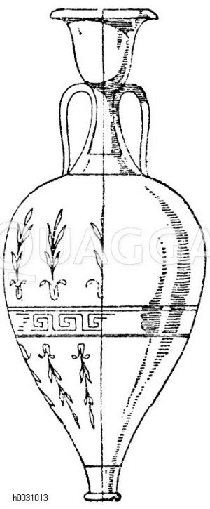 Antike Ampulla aus schwarzbemaltem Ton mit eingepreßten Ornamenten. Aus Athen. [Digital]