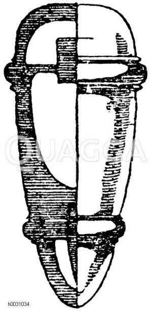Älteres Tintenfass aus Horn. Zum Nachtragen in der Tasche. Nach Abschrauben des Fußstückes kann der Metallstift in den Tisch eingeschlagen werden. [Digital]