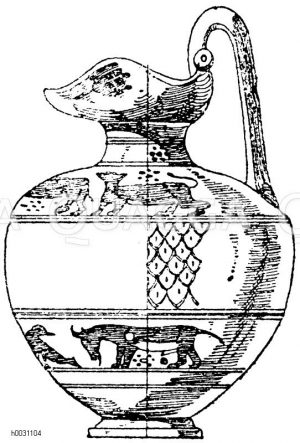 Griechische Önochoe, asiatisierend, gelber bemalter Ton. (Semper) [Digital]