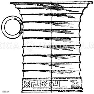 Antiker Becher aus schwarz bemaltem Ton. Vereinigte Sammlungen in Karlsruhe. [Digital]