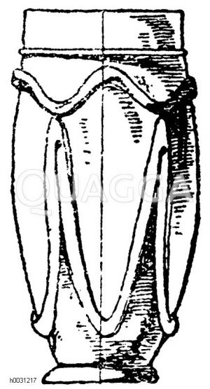 Antiker Becher aus grünem Glas, Gefunden in der Normandie. (Deville) [Digital]