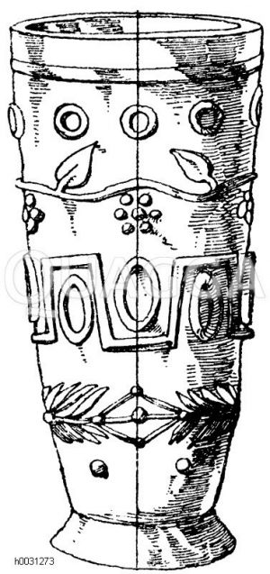 Römisches Glas in Humpenform. Gefunden in Pompeji. (Deville) [Digital]