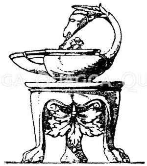 Antike Bronzelampen, auf kleinen Dreifüßen (candelabrum humile) stehend. [Digital]