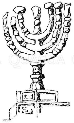 Darstellung des siebenarmigen Leuchters aus dem Tempel zu Jerusalem. Relief vom Triumphbogen des Titus in Rom. [Digital]