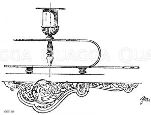 Handleuchter von origineller Form, in Messing ausgeführt.19. Jahrhundert. [Digital]