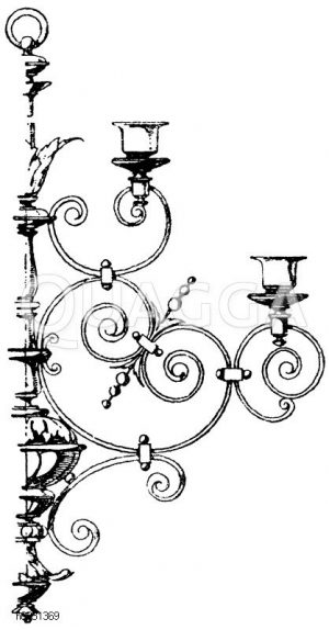 Kronleuchteranlage für Bronze und Schmiedeisen. 19. Jahrhundert. [Digital]