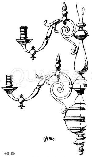 Kronleuchteranlage für Bronze und Schmiedeisen. 19. Jahrhundert. [Digital]