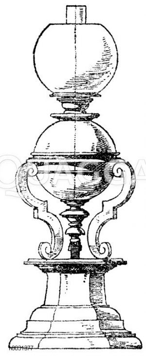 Petroleumlampe mit sichtbarem Ölbehälter. [Digital]