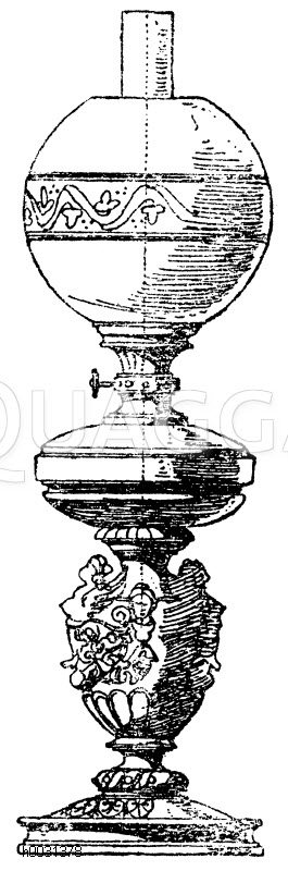 Petroleumlampe mit sichtbarem Ölbehälter. [Digital]