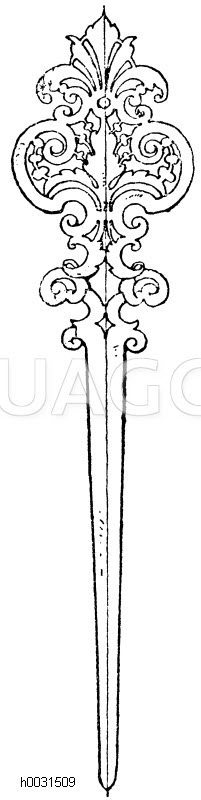 Papiermesser zum Brieföffnen. Ausgesägtes oder ausgestanztes Metall. 19. Jahrhundert. [Digital]