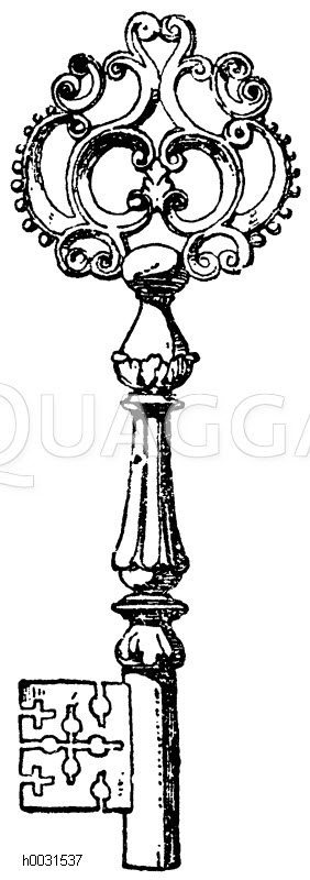 Renaissance-Schlüssel und Schlüsselgriffe im Museo Medio Evo e Rinascimento in Rom. (Gewerbehalle) [Digital]