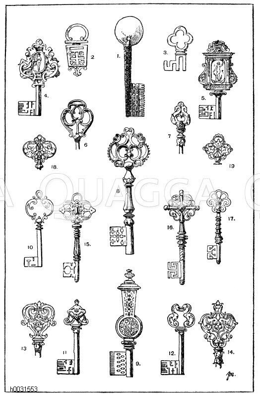 Große Sammlung alter Schlüssel