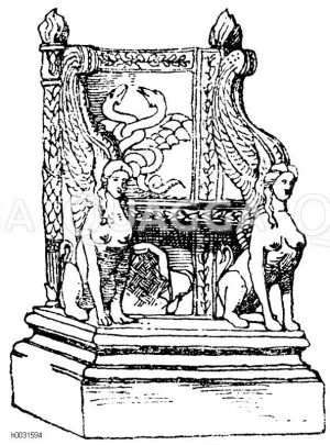 Römischer Armsessel mit Sphinxen und auf den Cereskultus bezüglichen Verzierungen. (Ménard et Sauvageot) [Digital]