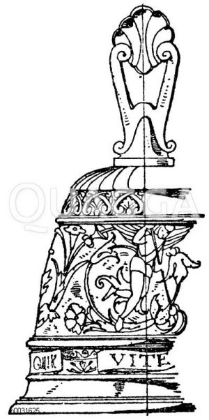 Französische Tischglocke, entworfen von D. Rénard. 12 cm hoch. (L'art pour tous) [Digital]