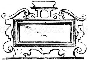 Architektonischer Rahmen: Umrahmung von der Rückwand des Chorgestühls der Stiftskirche zu Aschaffenburg. Deutsche Renaissance. 17. Jahrhundert (Gewerbehalle) [Digital]