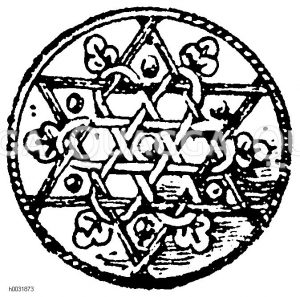 Knopf eines Frankfurter Knopfmachers aus dem 18. Jahrhundert, im Besitze des Herrn J. Werneck in Frankfurt a/M. Seide, Goldfäden und Flitter. (Kunsthandwerk) [Digital]