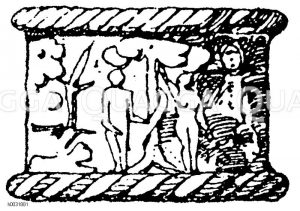 Emaillierter Renaissancering mit der Darstellung des Sündenfalles. [Digital]