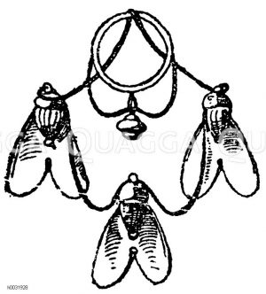 Ägyptisches Halsband mit goldenen Fliegen (symbolisch). (Ménard et Sauvageot) [Digital]