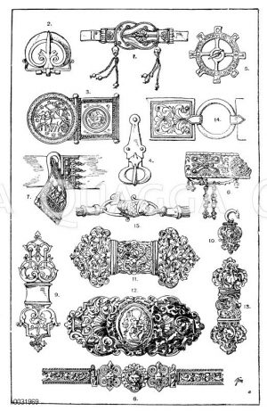 Gürtel, Agraffen und Schnallen verschiedener historischer Epochen [Digital]