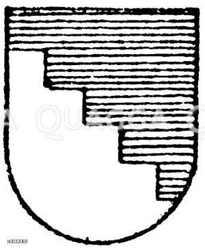 Heroldsbild: Mit Stufen schräg rechts geteilt von Blau und Silber. [Digital]