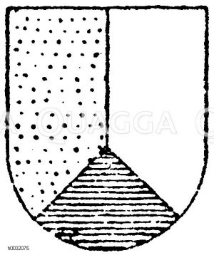 Heroldsbild: Göppelteilung von Gold, Silber und Blau. [Digital]