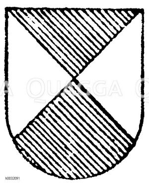 Heroldsbild: Schräg geviertet von Grün und Silber. [Digital]