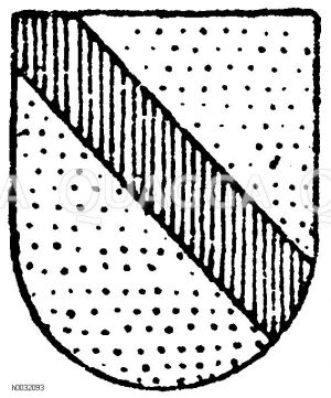 Heroldsbild: Rechter Schrägbalken von Rot in Gold. [Digital]