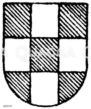 Heroldsbild: Ein Schach zu 9 Plätzen von Grün und Silber. [Digital]