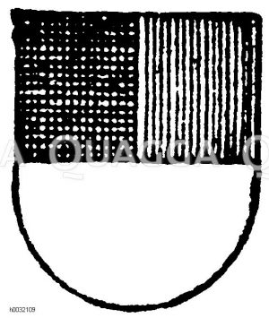 Heroldsbild: Halbgespalten und geteilt von Schwarz und Rot über Silber. (Außerdem kommen vor: Halbgeteilt und gespalten sowie geteilt und halbgespalten) [Digital]