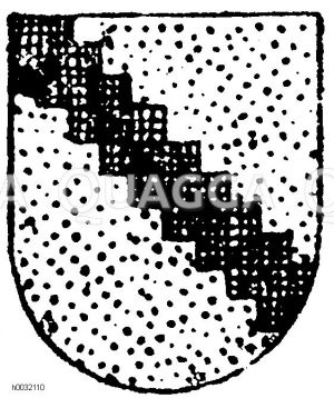 Heroldsbild: Gezahnter rechter Schrägbalken von Schwarz in Gold. [Digital]