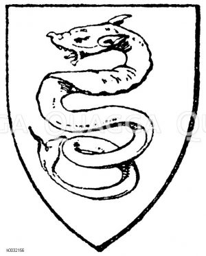 Wappen: Phantasiegebilden und Ungeheuer. Nesselwurm mit Wolfsrachen, Schlangenleib und Fischschwanz. [Digital]