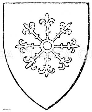 Clevesches Rad (Karfunkelrad), eine in 8 Lilien endigende Rosette, 4 sich kreuzende Metallspangen nachahmend. [Digital]