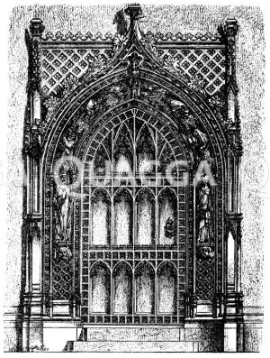 Kapitelhaus der Kathedrale von Rochester: Portal. Decorated style. Englisch-gothische Bauweise [Digital]