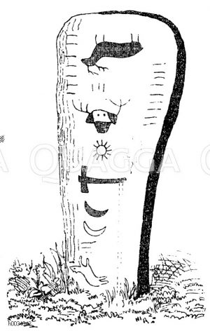 Grabstein eines Chippewa-Häuptlings mit Bildschrift [Digital]