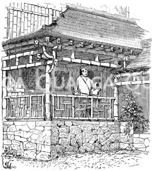 Chinesisches Wohnhaus aus Bambusrohr. Nach Zeichnung von Viollet-le-Duc [Digital]