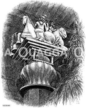 Indisches Säulenkapitell (gegenüber dem Grottentempel in Bedsa). "Ind. & East. Arch." [Digital]